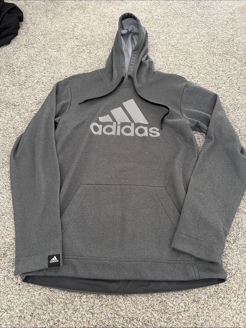 Adidas Men’s Gray Pullover Hoodie with Logo Small